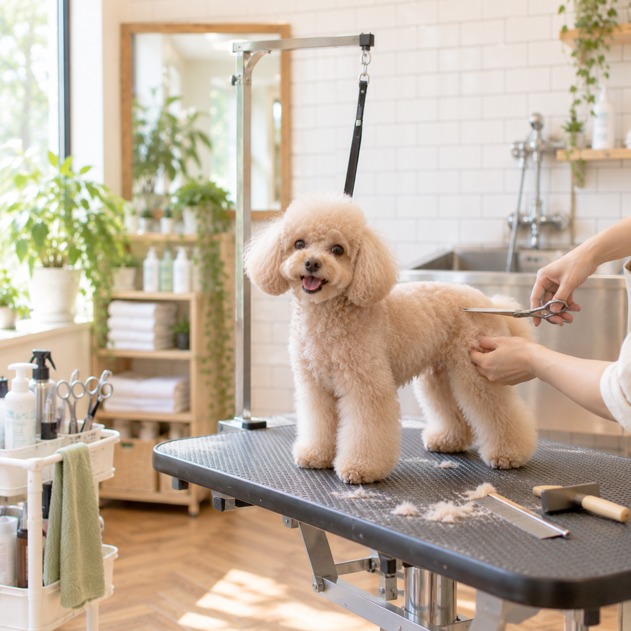 小型犬のカットの様子